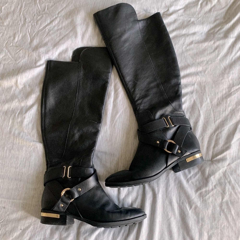 Vince Camuto - Women's Black Leather Riding Boots